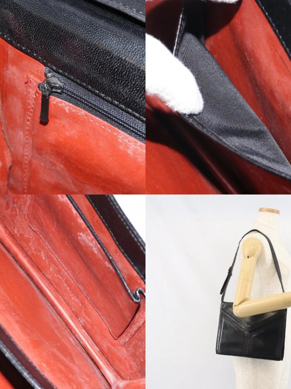 SAINT LAURENT Shoulder Bag Leather Black Gold Auth 170129 - Picture 15 of 16